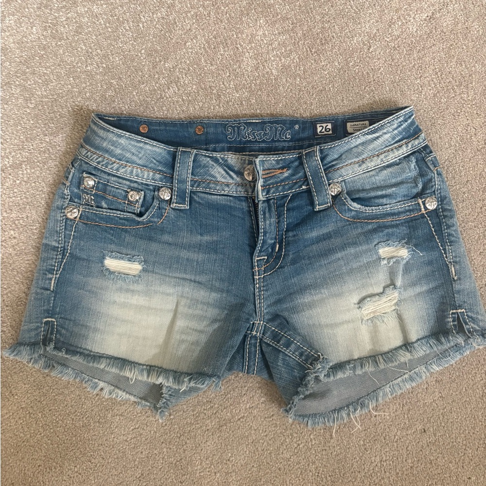 Miss Me Women's Blue Denim Shorts distressed size 26